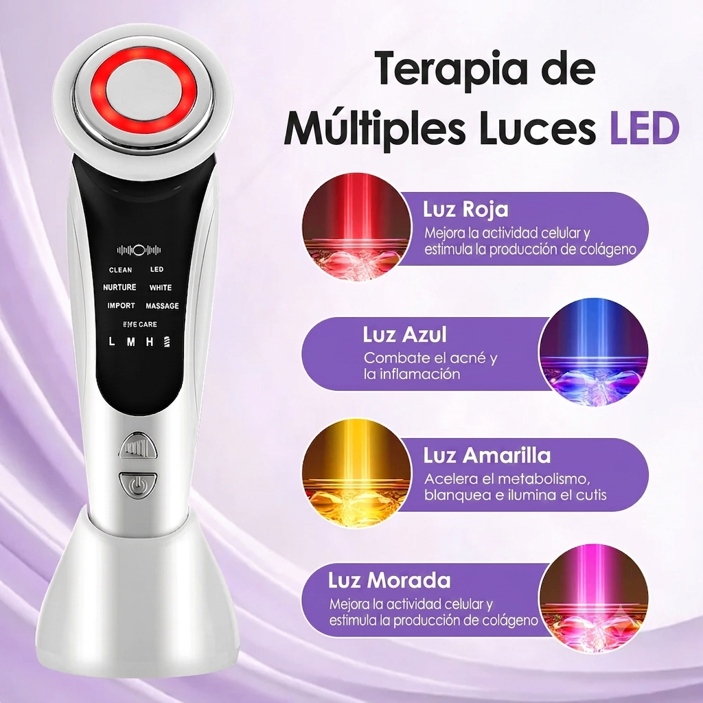 Masajeador Facial de Microcorrientes y Fototerapia